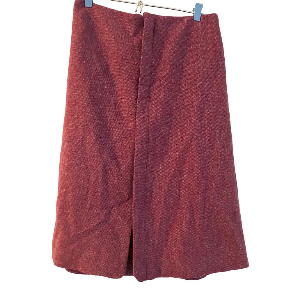 NWT Les Prairies de Paris Burgundy Wool Career Casual A-Line Skirt Womens Size 3
